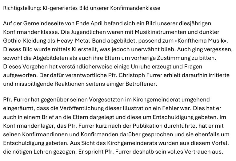 Richtigstellung Konfirmandenfoto